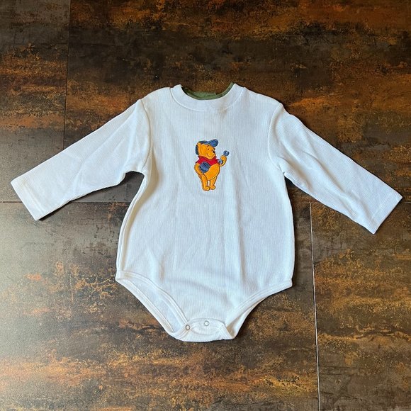 NWT The Disney Store 3-Piece Pooh Pants, Onesie, Jean Jacket Ensemble, Sz 24 MOS - Picture 3 of 7